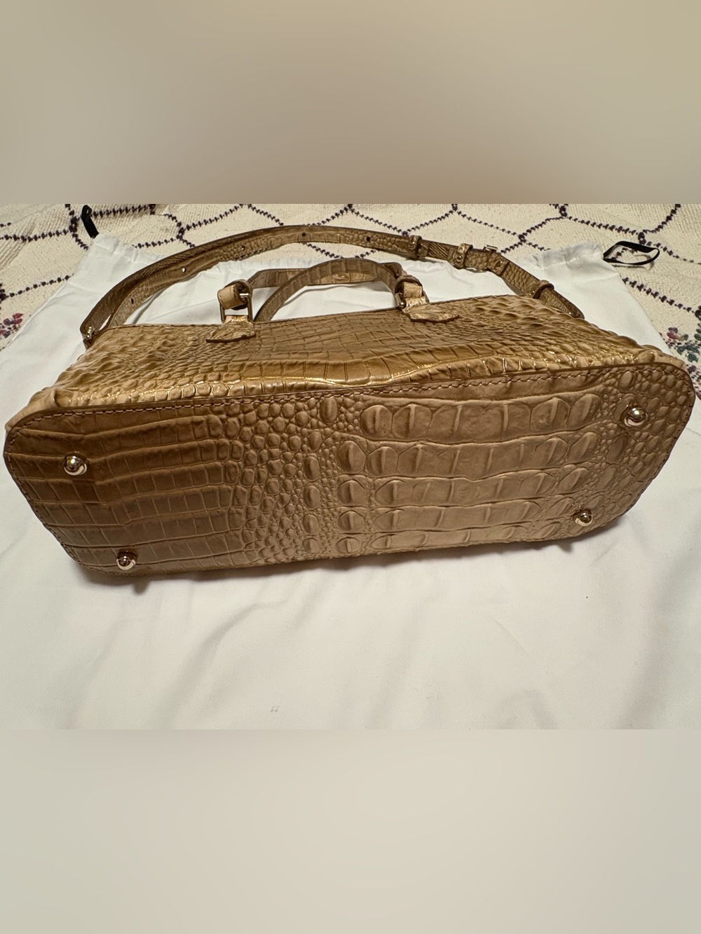 Brahmin Mini Asher Granite Melbourne Croc-Embossed Leather Satchel - Picture 11 of 16